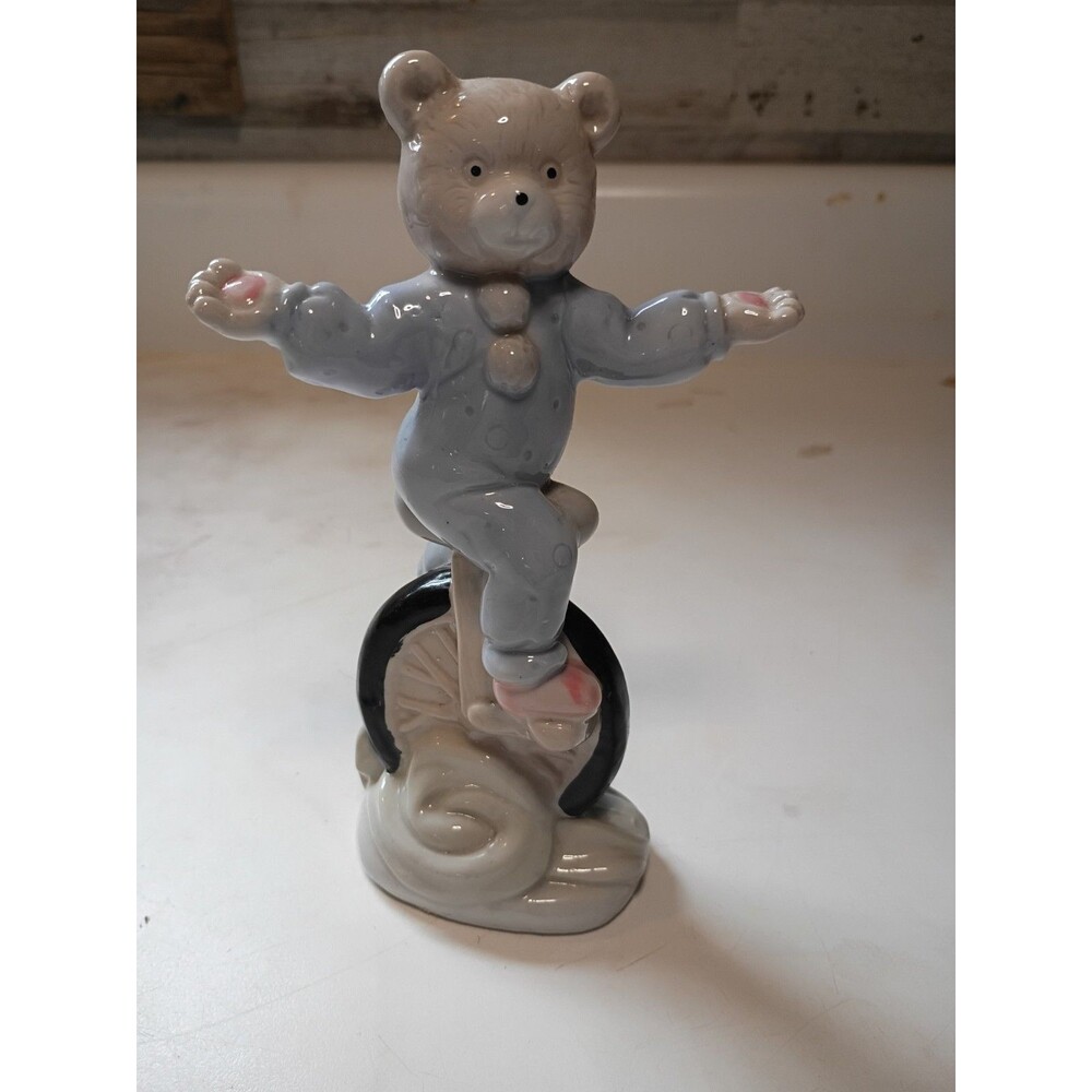 Sorrento Figurine Circus Bear on Unicycle -Porcelain - Original Box